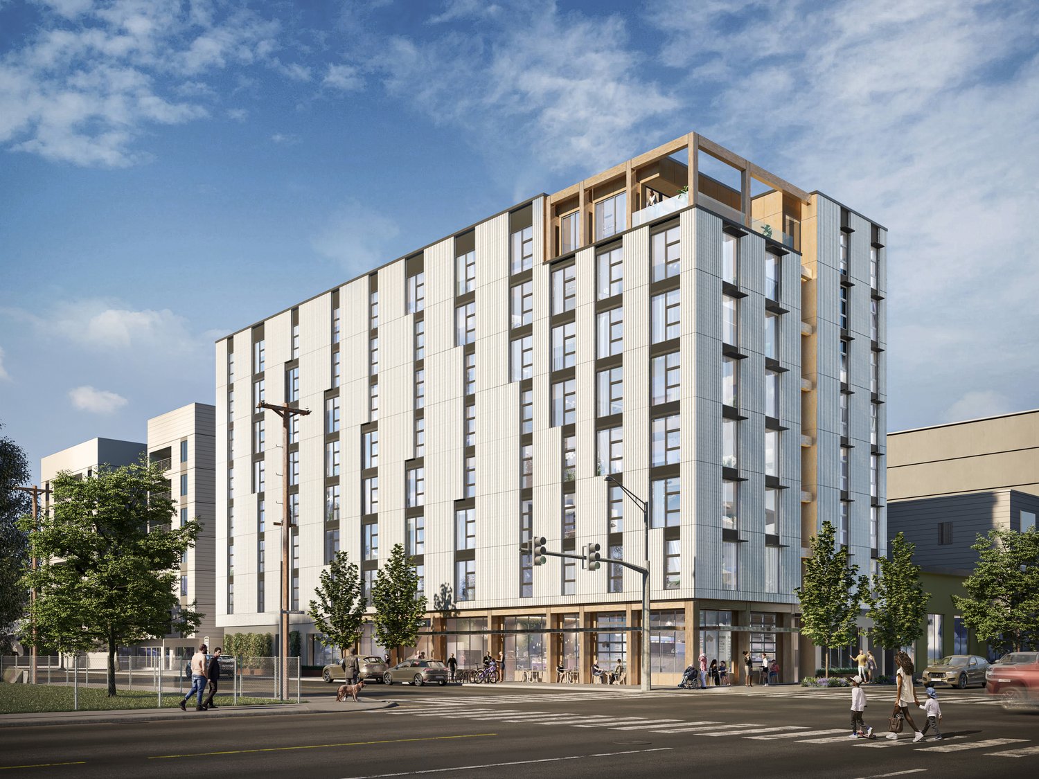 Portland's Timberview VIII  mass timber tower will offer more than 100 affordable units. Rendering: Access Architecture