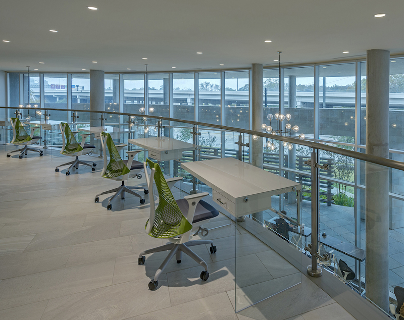 Individual work desks at WorkFlourish in Ascension on the Bayou