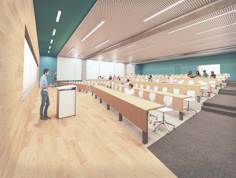 A classroom in ACC's new digital media building from Perkins+WIll