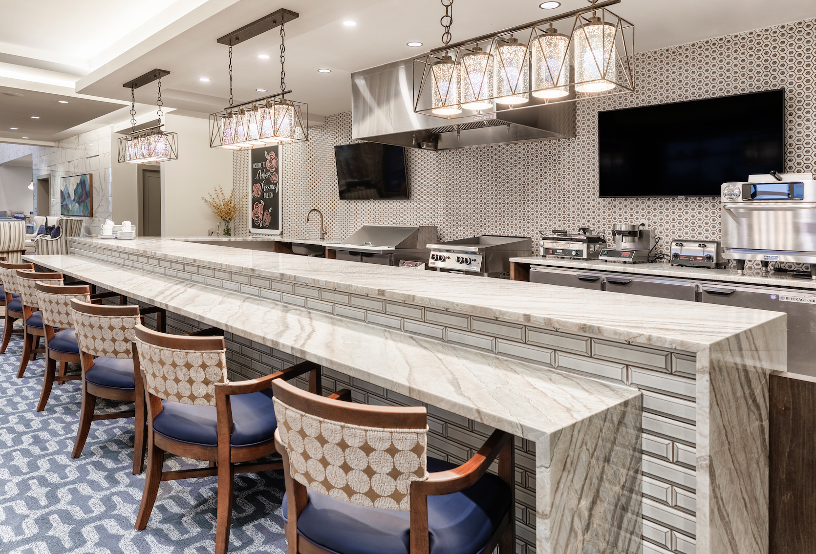 A casual coffee bar/casual dining space at Arbor Terrace at Fulton