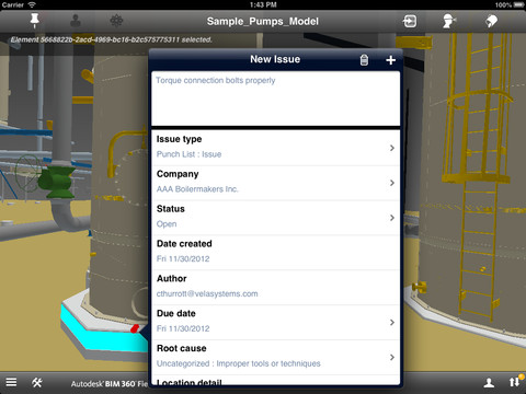 This app enables Autodesk BIM 360 Field users to create and update issues, refer