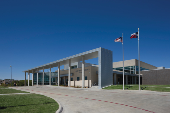 The $29 million Lady Bird Johnson Middle School, in Irving, Texas, isat 152,000