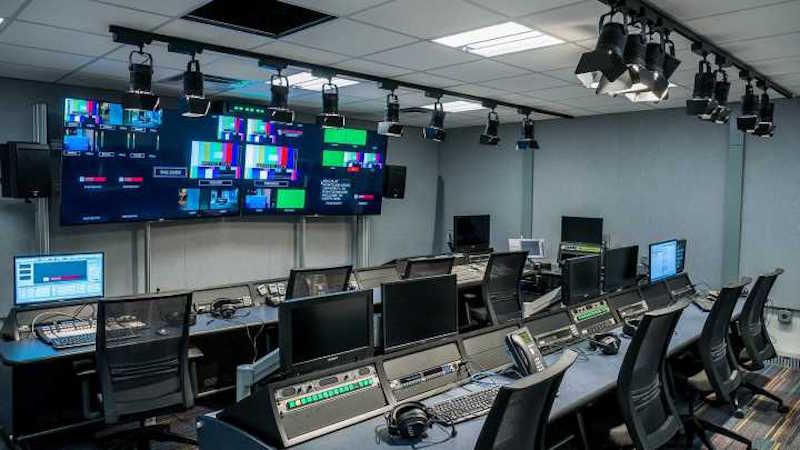 One of the control rooms in Montclair State University's new School of Communication and Media