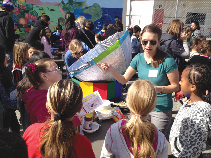 A Cal Poly Pomona student helps children at Santa Monicas McKinley Elementary S