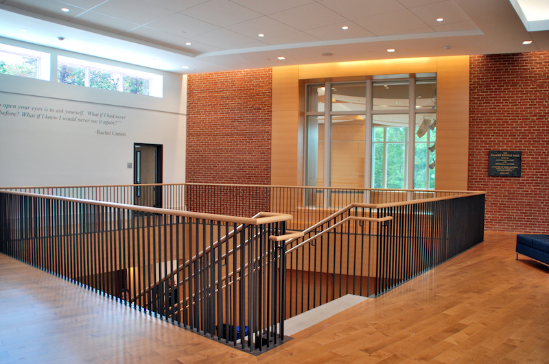 Second story landing in the Rachel Carson Music and Campus Center