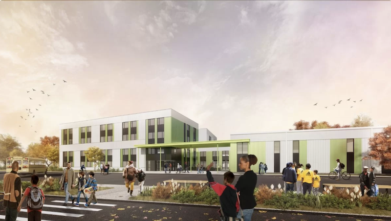 Rendering for school design of six schools under construction in Maryland that are financed through a P3.