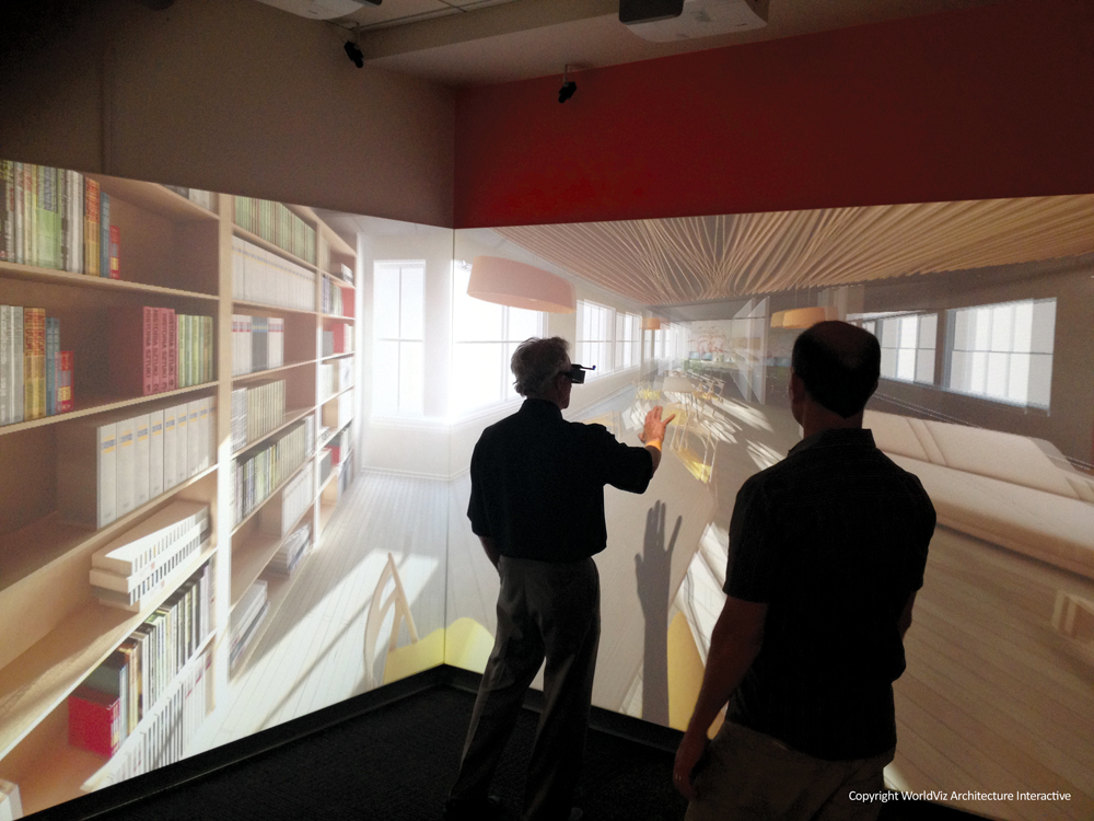A user navigates a virtual reality model of a proposed commercial office at DPR 