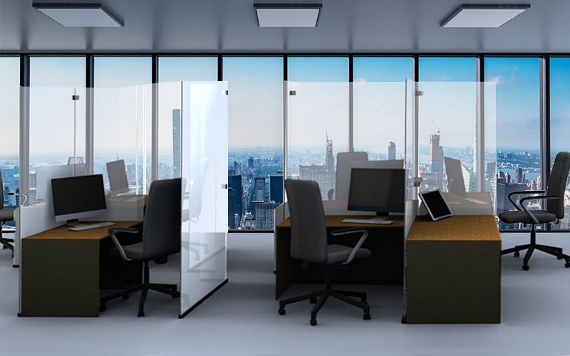 SAFTI FIRST Tempered Glass Partitions for Social Distance in the Workplace