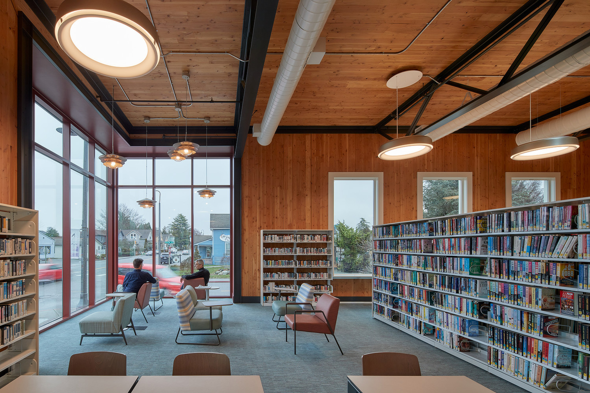 Cross laminated timber structure library interior
