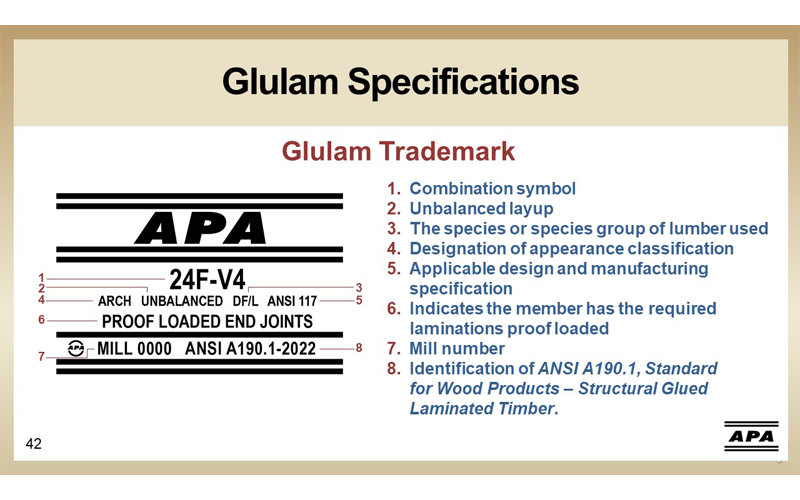 APA Glulam Specifications