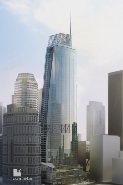 The glass faade of the new Wilshire Grand tower will incorporate LED lighting.