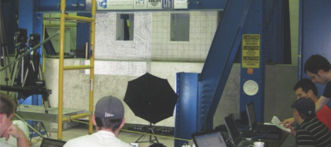 Researchers at the University of Notre Dame test a hybrid concrete shear wall for seismic performance.