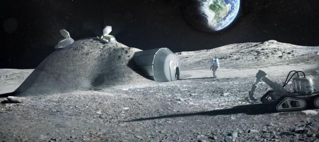 Moon base with astronaut