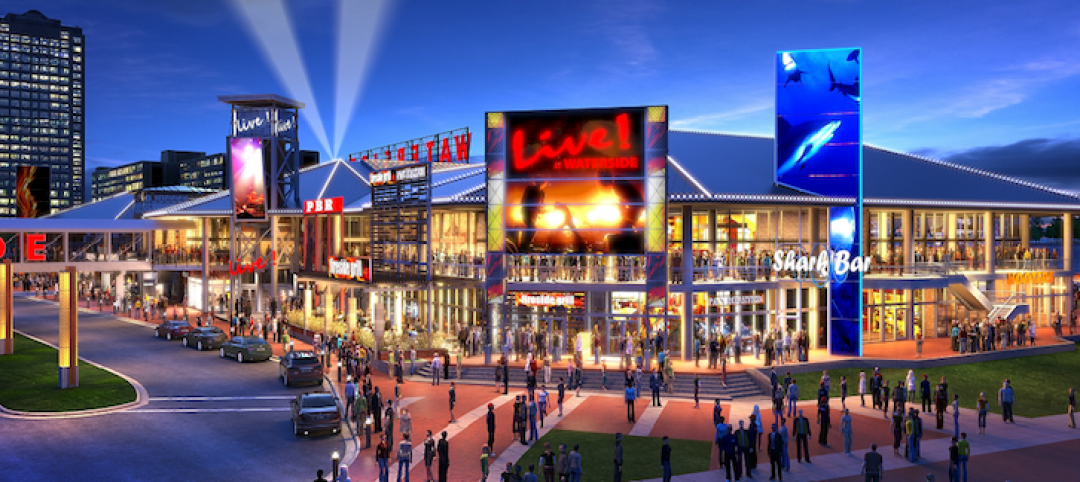 A rendering of the mixed-use sports and entertainment district Waterside Live!