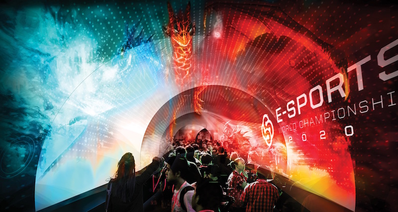 Technology filled entrance tunnel to eSports arena