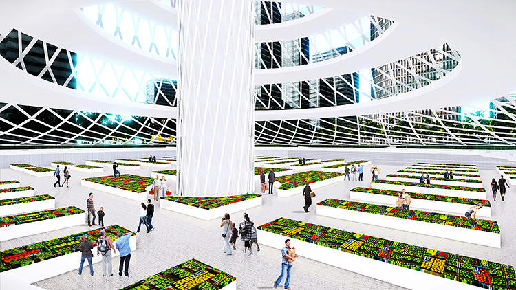 The complex is envisioned with public garden space. Renderings courtesy of April