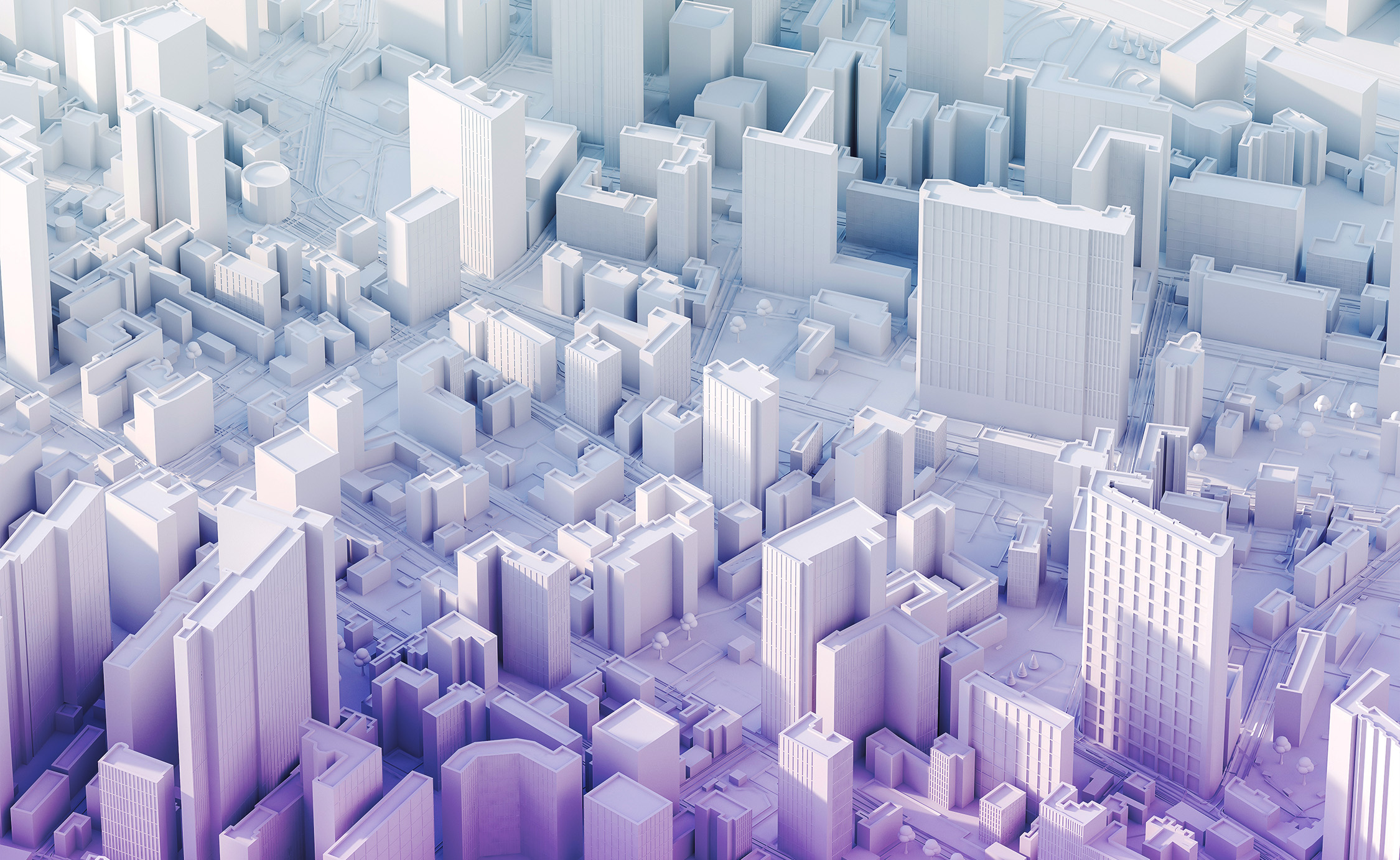 3d rendering layout of a modern city with a bird's-eye view