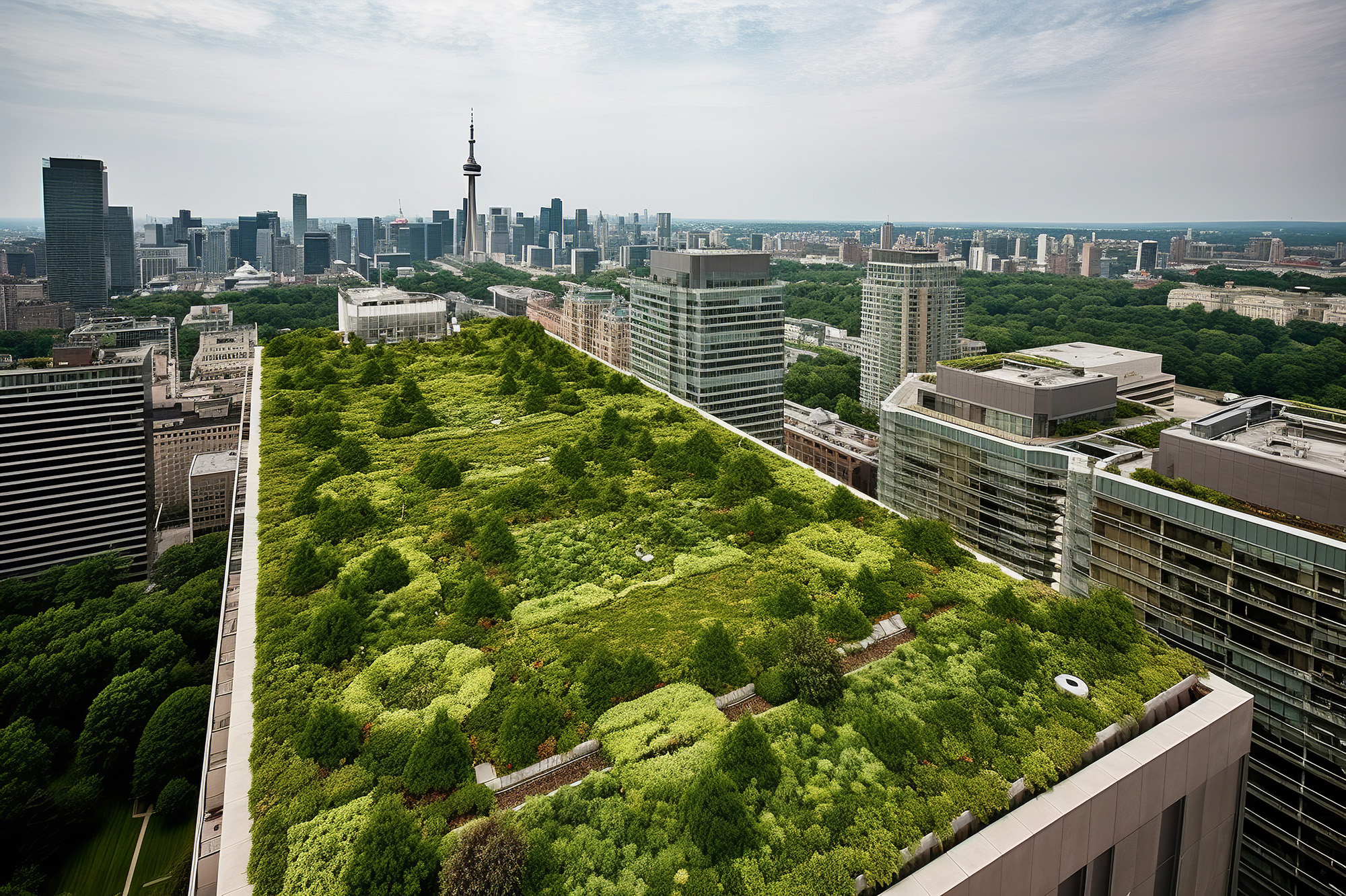 The transformation of a concrete jungle into a lush oasis where massive vertical gardens are incorporated into the city's architecture. The intersection of nature and urban living, generative AI