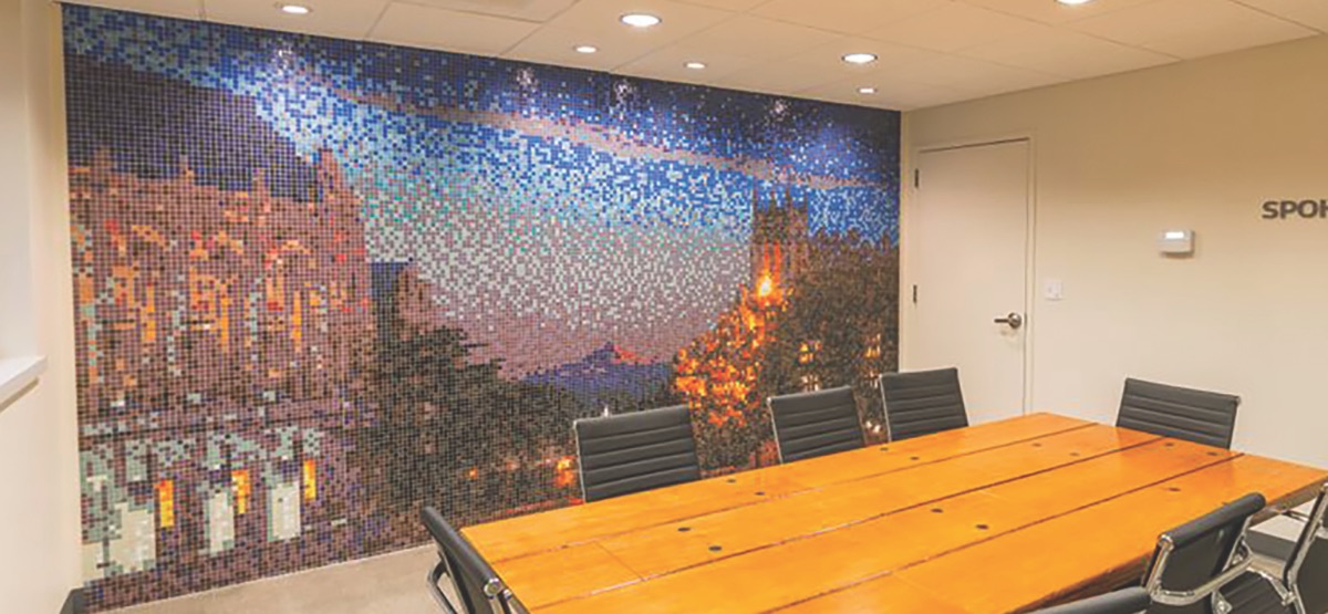 Custom mosaic tiles at the University of Washington