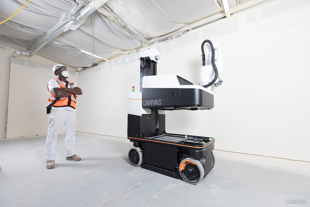Canvas Drywall finishing robot on the job site