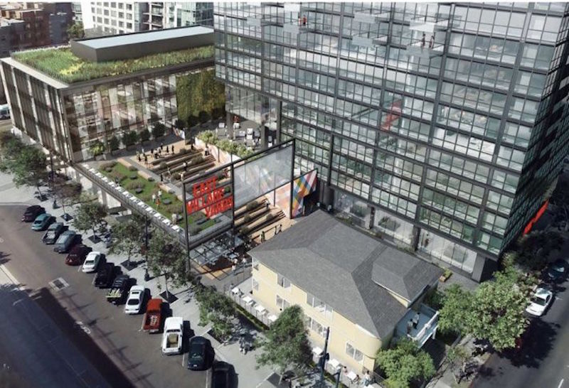A rendering of the retail and restaurant space at Parks & Market