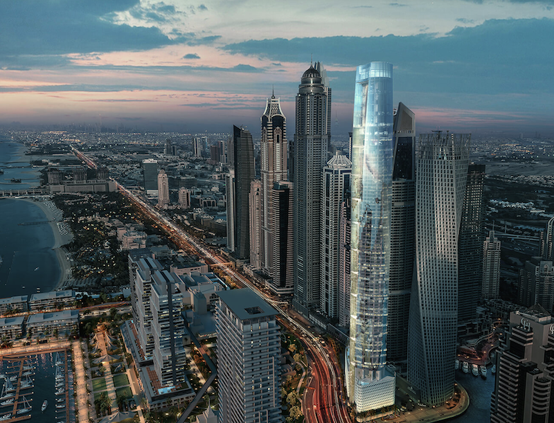 Ciel Tower Dubai skyline