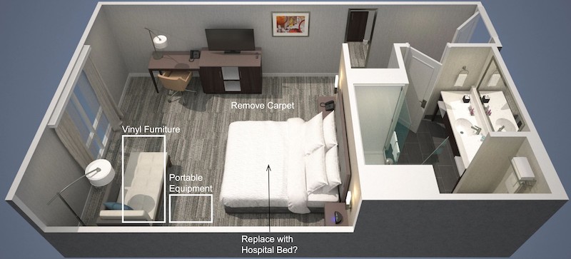 As cities scramble for hospital beds to treat COVID-19 patients, Leo A Daly offers a hotel-to-hospital solution