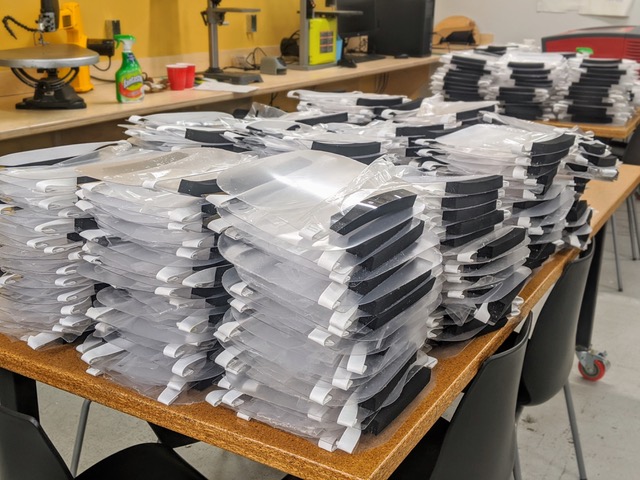 3D-printed COVID-19 face shields awaiting distribution by the NYC Economic Development Corporation