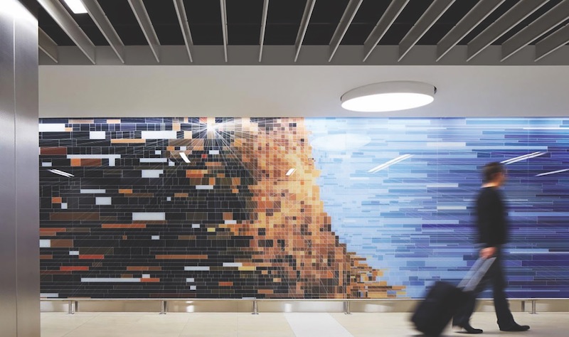 Decorative Vitro glass installation in O'Hare airports Terminal 5 expansion