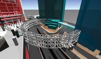 BIM model by the Walter P Moore firm showing the coordination of civil and struc