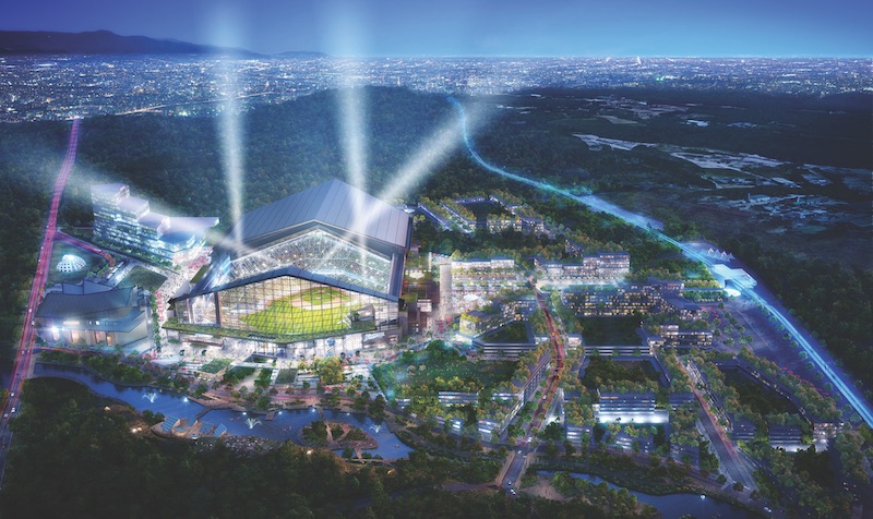 Aerial view of Nippon-Ham Fighters new ballpark