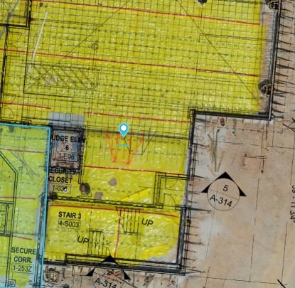 Brasfield and Gorrie overlaid a design plan on top of a DroneDeploy map to validate work