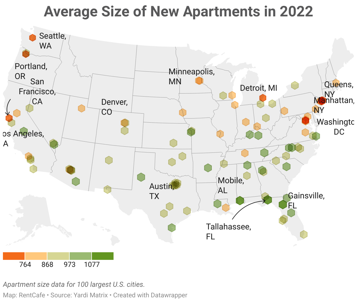 average size of new apartments in 2022