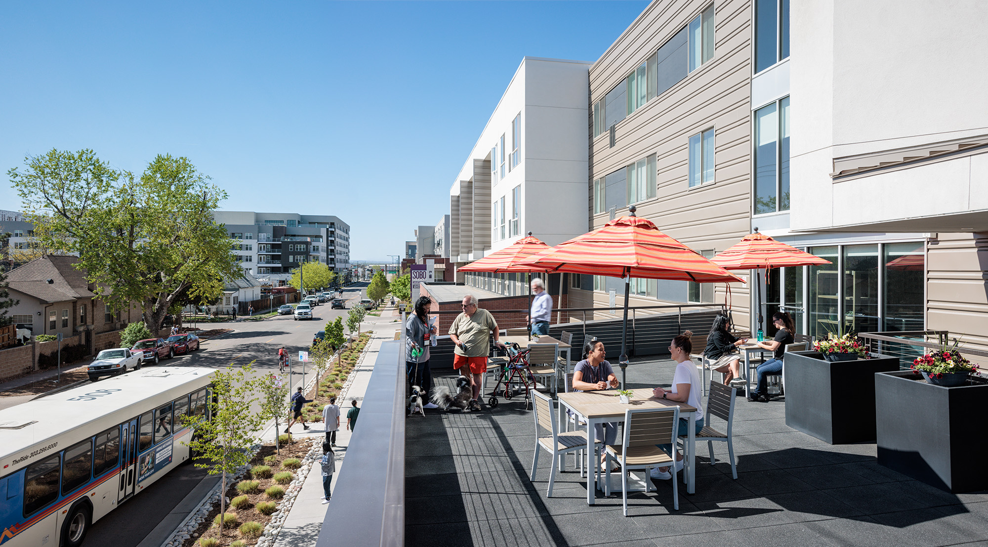 Accessible rooftop area for multifamily space