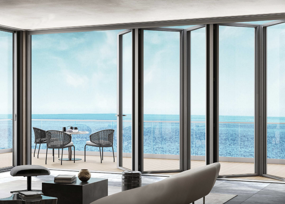 C.R. Laurence Palisades S90 bi-folding glass door and wall system