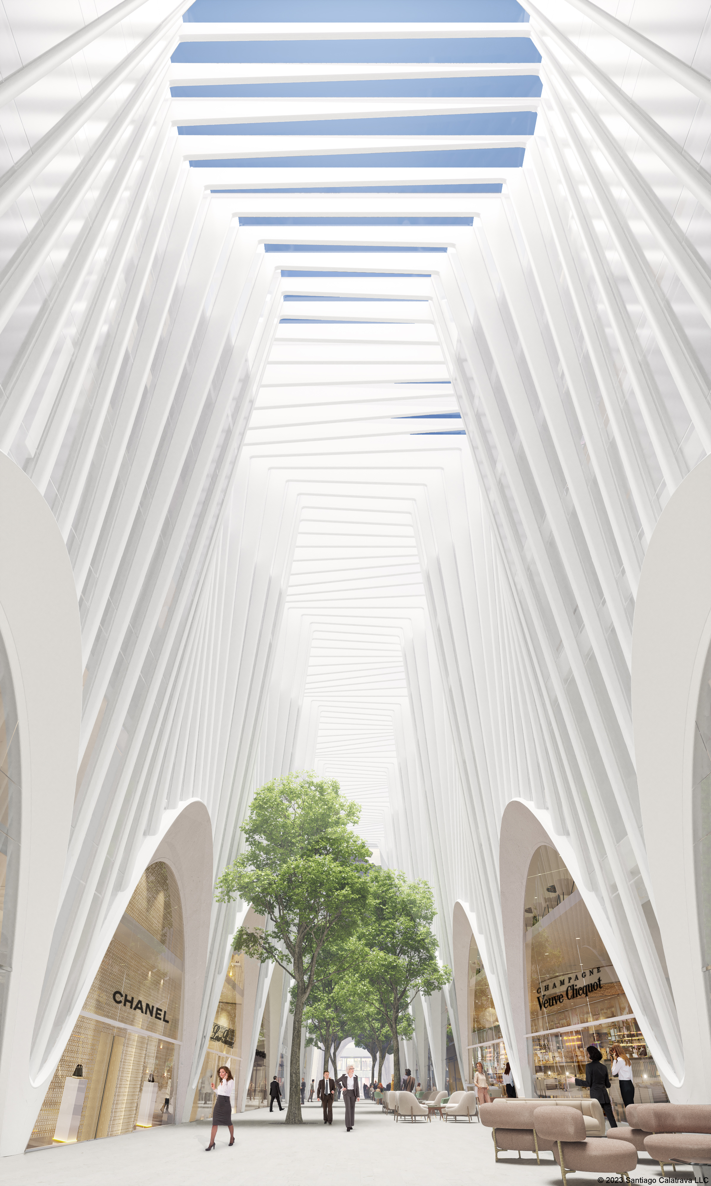 Calatrava Boulevard retail and office development, Interior Roof Open, by Santiago Calatrava and CENTRUM Group