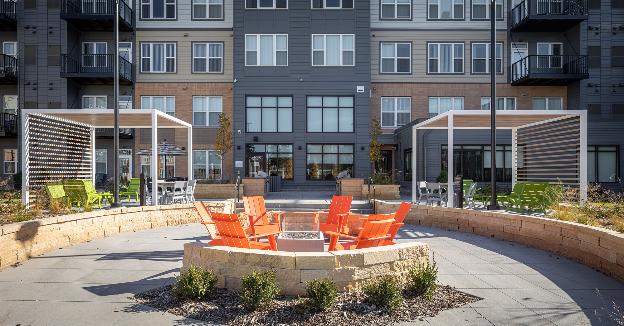 Outdoor fire pit at multifamily development