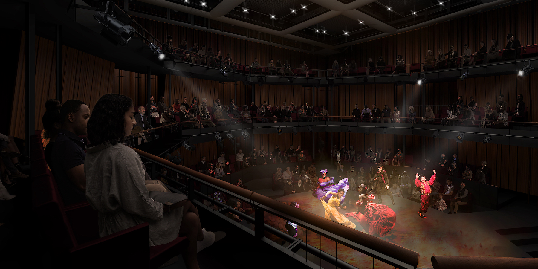 A rendering of the Zuccotti Theater in the Perelman Performing Arts Center.