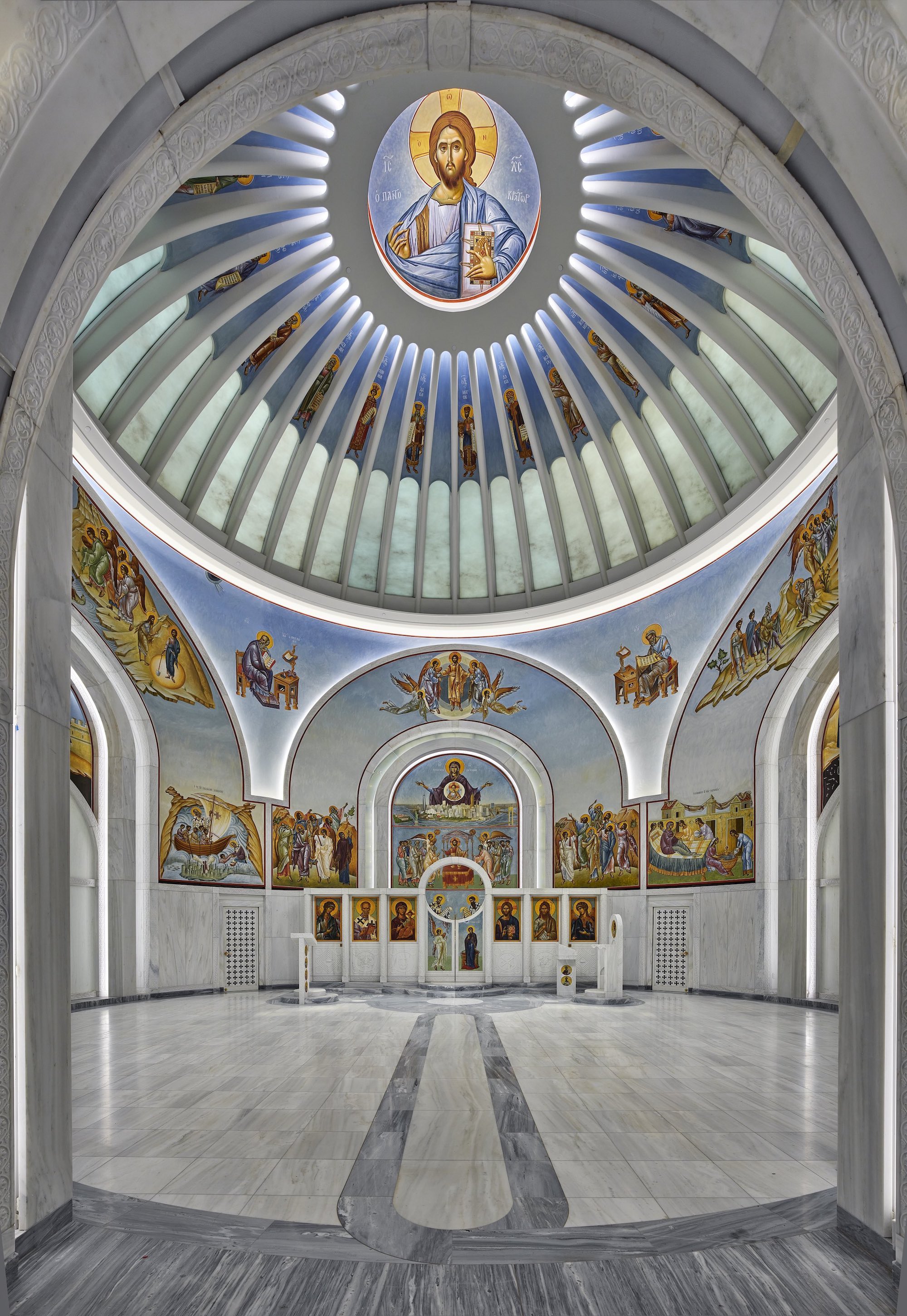 St. Nicholas Greek Orthodox Church and National Shrine Angle from the Narthax into the Nave - Photo(s) © Alan Karchmer for Santiago Calatrava