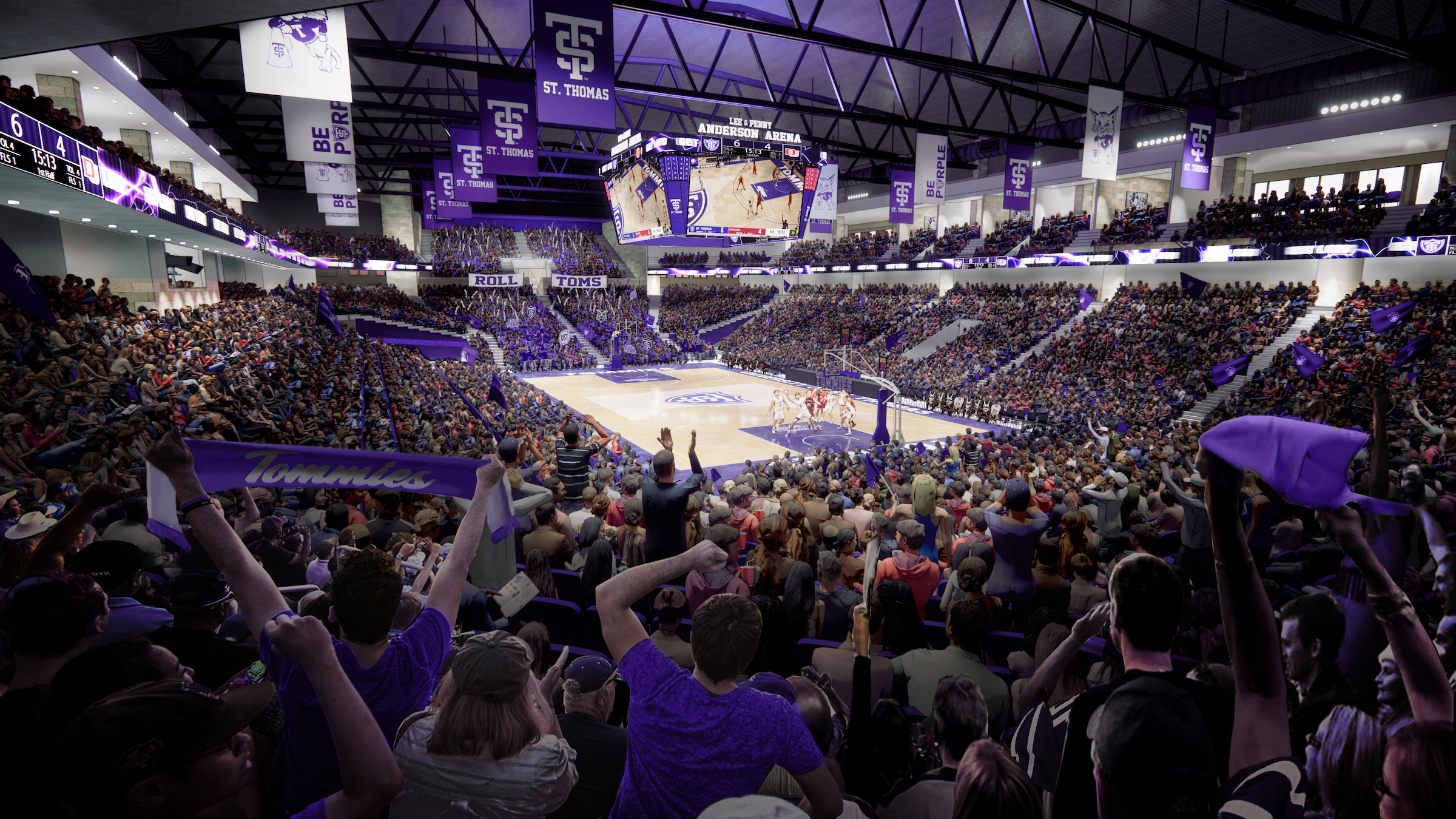 University of St. Thomas Lee and Penny Anderson Arena Renderings courtesy Ryan Companies, Crawford Architects Basketball