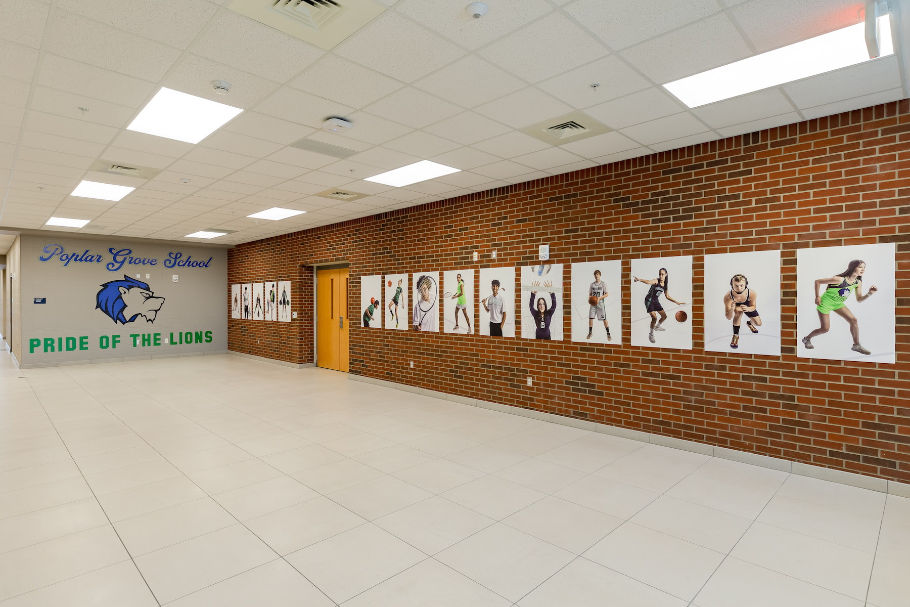 Interior of the new gymnasium at Poplar Grove Elementary School