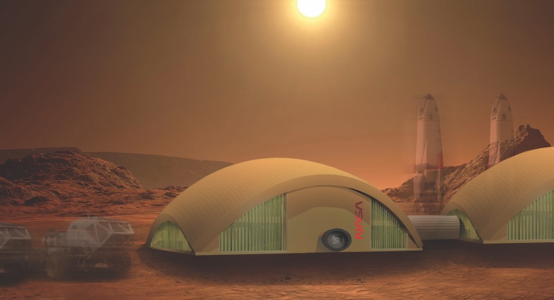 Exterior of a Mars building prototype