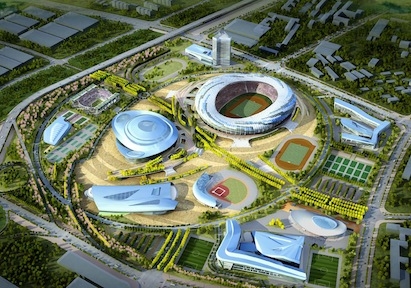 sports center dalian china complex billion nadel building architects acre massive designed entertainment class