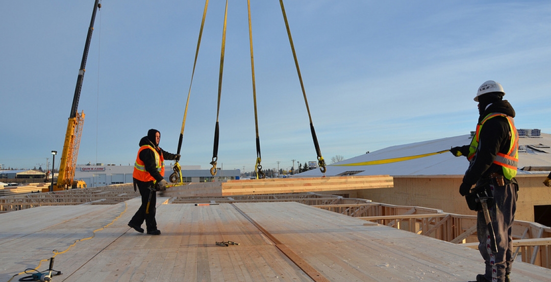 Builders use cross-laminated timber
