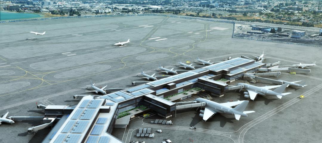 2019 Airport Terminal Giants Report The first nine gates of Boarding Area B at San Francisco International Airport’s $2.4 billion Harvey Milk Terminal 1 renovation opened in July. Renderings: HKS 