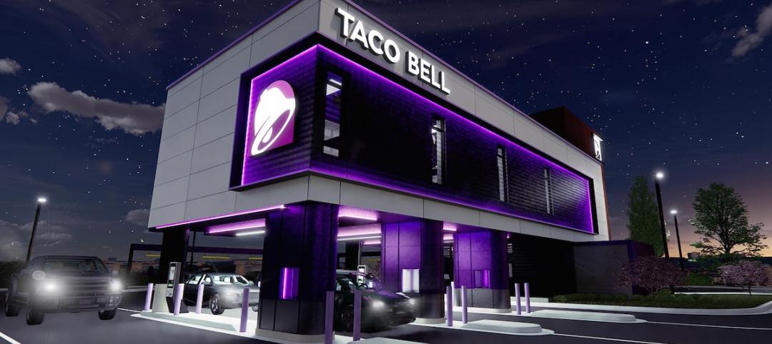 The Taco Bell Defy restaurant concept at night