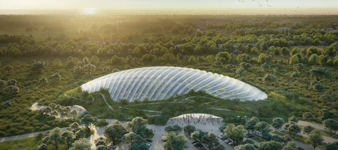 A rendering of what will become the world's largest single domed greenhouse