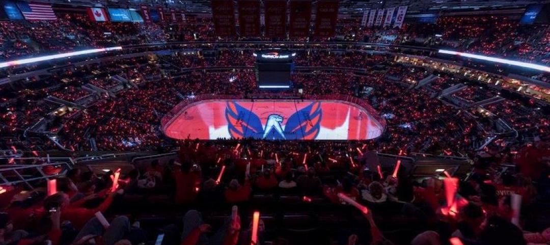 Washington Capitals ice with display projected on it.