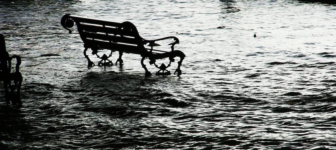 Bench in flood waters