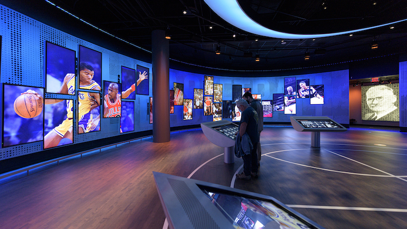 Naismith Memorial Basketball Hall of Fame interactive exhibits